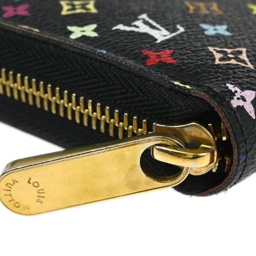 Louis Vuitton Black Multicolor Zippy Wallet M60243 CA1170 175964 New