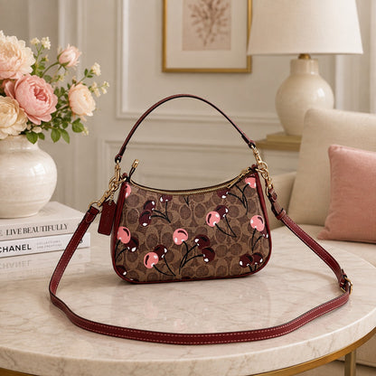 COACH Teri Shoulder Bag Signature Canvas Cherry Print CY694 Outlet New