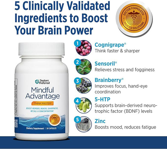 Doctors' Preferred Mindful Advantage – Brain Supplement for Memory & Focus | 30 Count