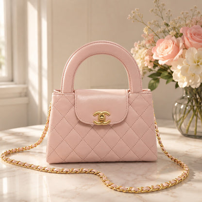 CHANEL Kelly Mini Shopping Pink Shiny Calfskin Quilted Handbag