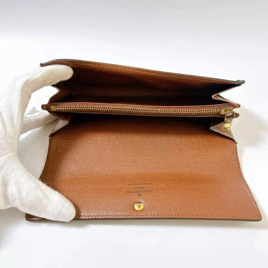 Louis Vuitton Monogram Sarah Long Wallet – Brown Coated Canvas Designer Luxury Wallet for Women