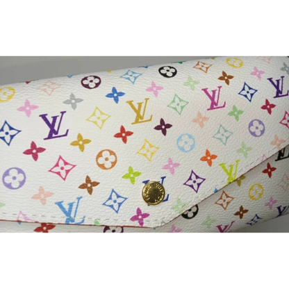 Louis Vuitton White Multicolor Sarah Long Wallet with Pink Interior | Designer Fashion Wallet with Box