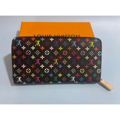 Louis Vuitton Monogram Multicolor Takashi Murakami Zippy Long Wallet Black | Designer Zip-Around Fashion Wallet