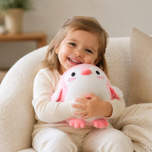 Soft Pink Plush Penguin Toy | Cozy Stuffed Animal Companion (20cm, 28cm)