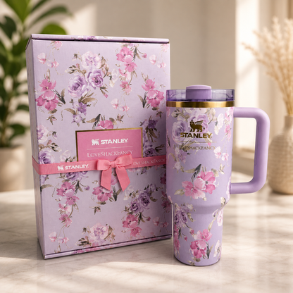 LoveShackFancy Stanley 40oz Quencher H2.0 Tumbler Rosa Beaux Purple New