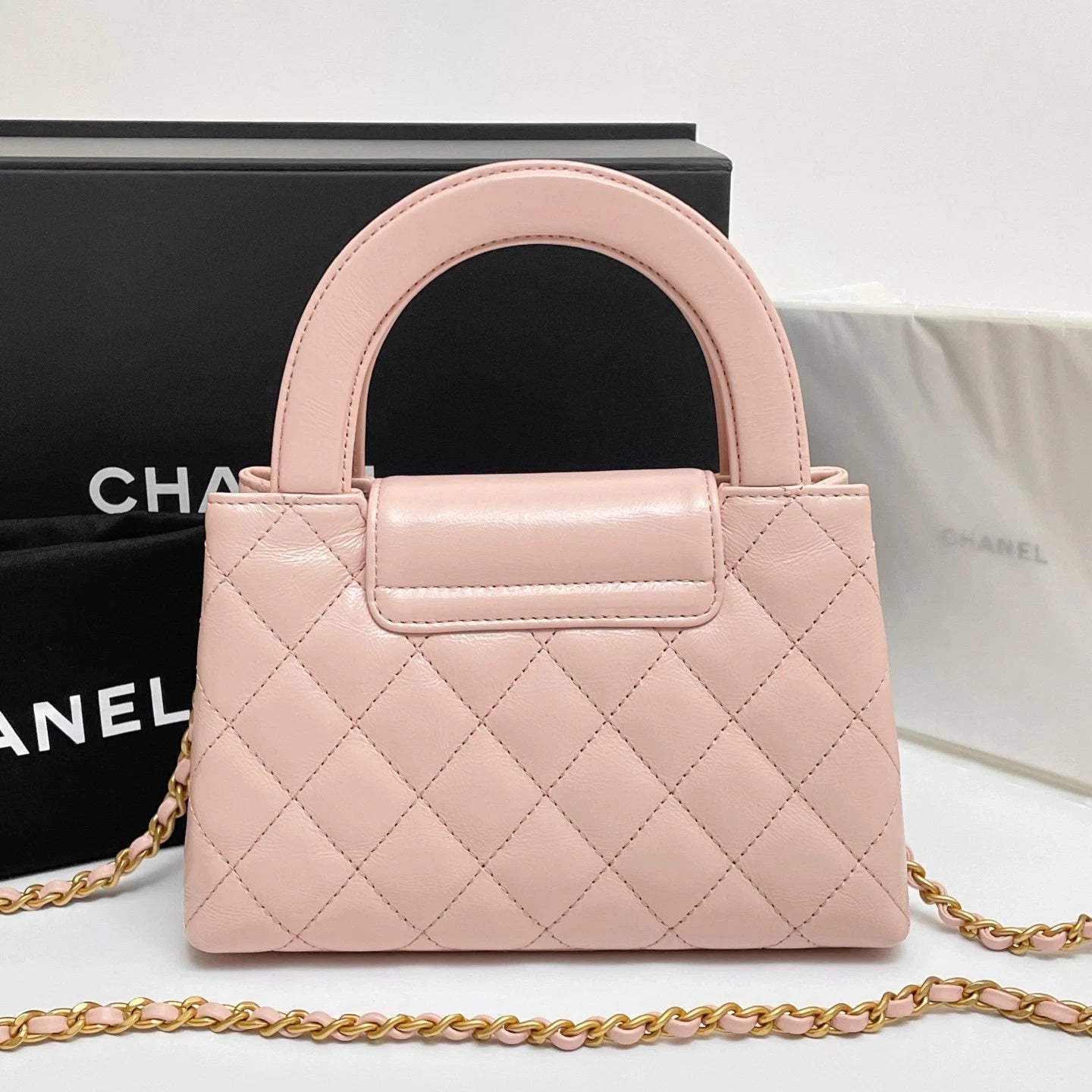 CHANEL Kelly Mini Shopping Pink Shiny Calfskin Quilted Handbag