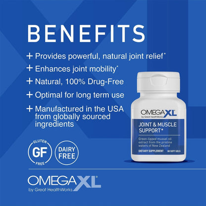Omega XL Natural Joint Muscle Support Omega 3 Joint Pain Relief 60 Softgels