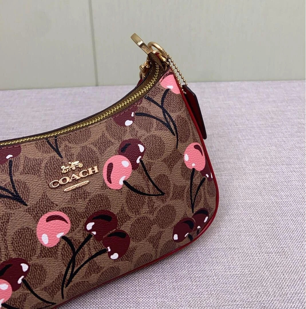 COACH Teri Shoulder Bag Signature Canvas Cherry Print CY694 Outlet New