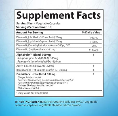 SciatiEase Nerve Support Supplement – Sciatic Nerve Health with AlphaPalm & Alpha Lipoic Acid | 120 Capsules