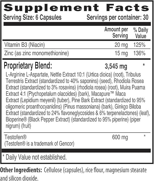NaturalSlim Testosterin Testosterone Multivitamin for Men – Muscle, Endurance & Vitality Support Supplement